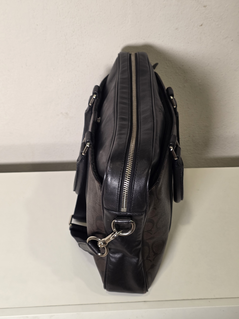 Coach Dark Brown Signature Canvas Leather Briefcase - Picture 4 of 9